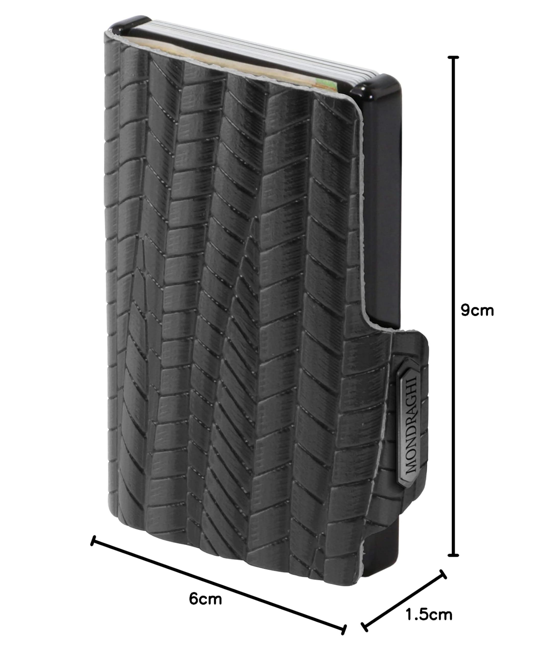 MONDRAGHI® Mini-Geldbörse Ultraleicht, Slim - Kreditkartenetui und Kartenetui mit Münzfach, echtes Leder - Klein und Tasche | Evolution, schwarz, Kartenhalter, Geldscheine, Münzfach…