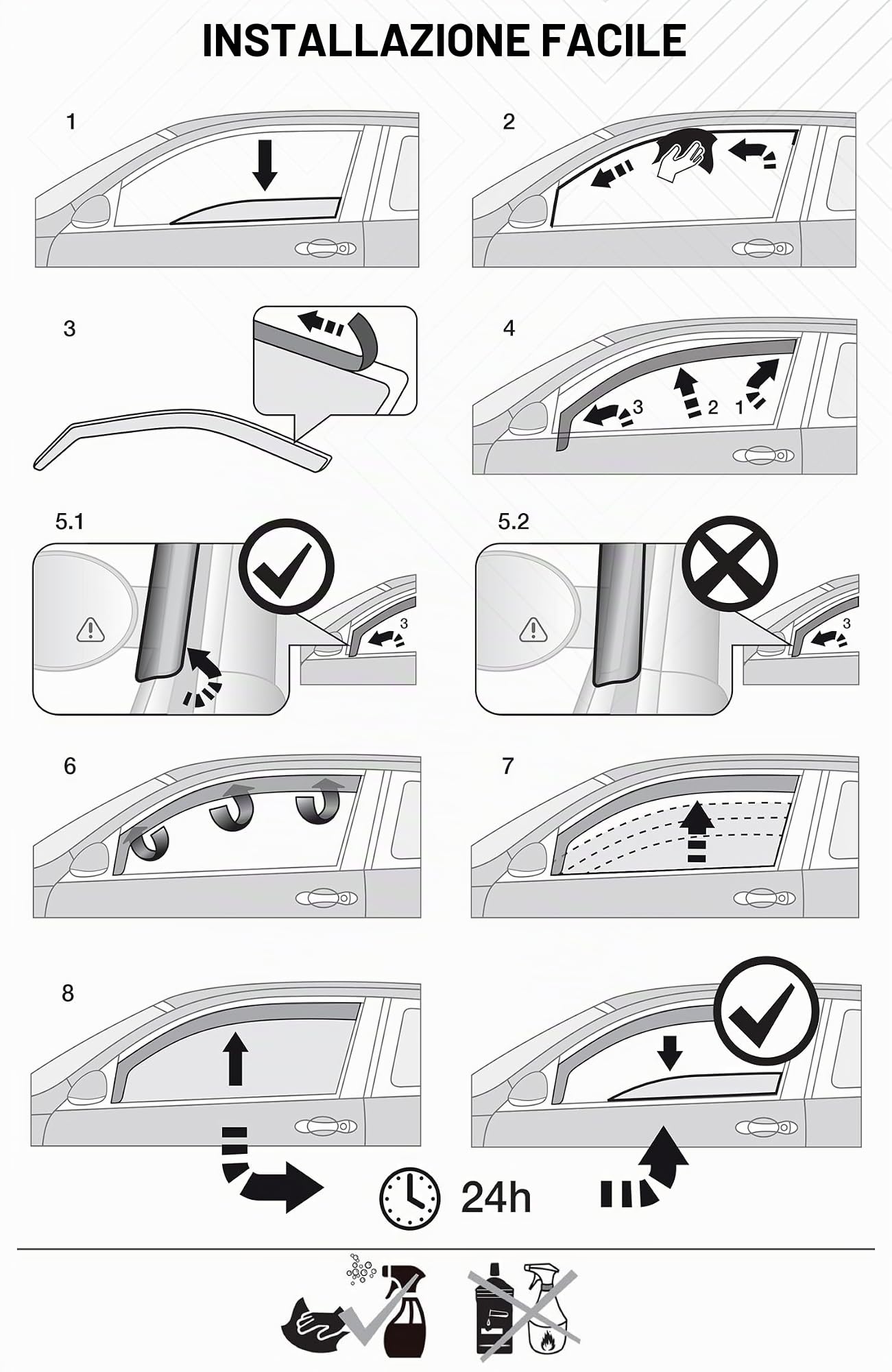 Set di 4 deflettori d'aria tipo IN-CHANNEL compatibili con HYUNDAI TUCSON 2021 2022 2023 2024 2025 Deflettori laterali in acrilico Hyundai Tucson