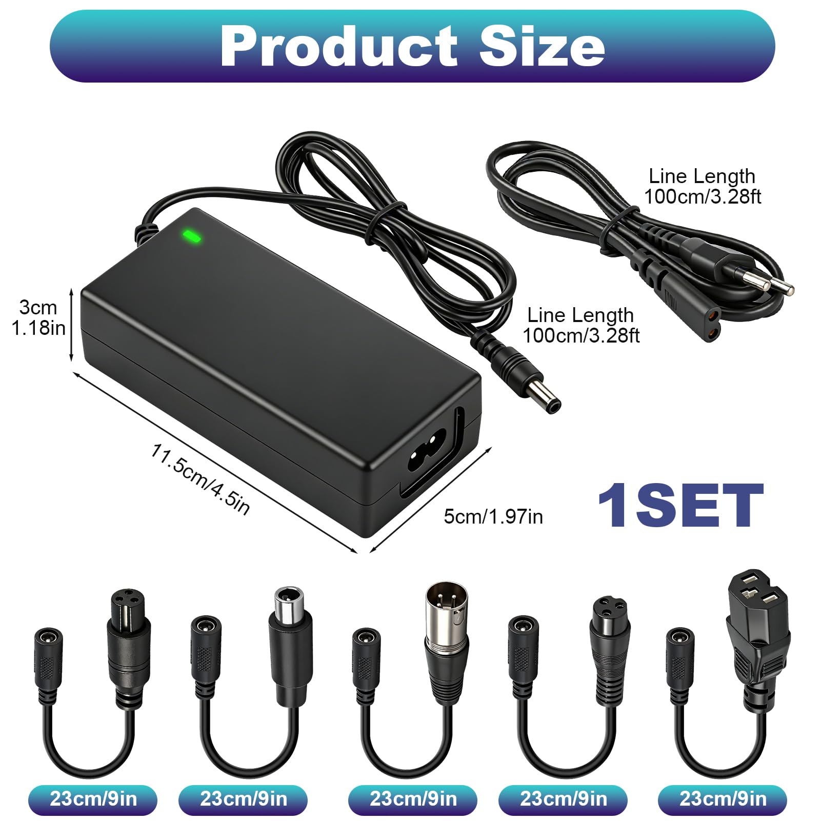 Cargador Patinete Electrico Universal 42V 2A para Hoverboard Scooter Adaptador Corriente 6 Conectores M365 Bicicleta Electrica
