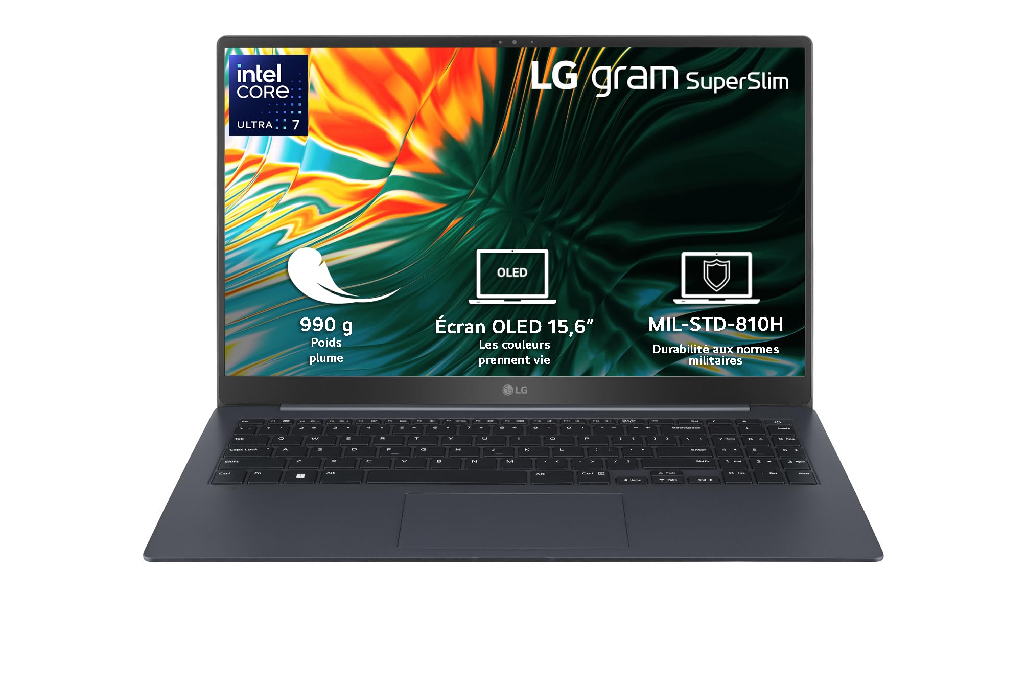 LG Gram Superslim 15Z90ST-​G.​AP78F - PC Portable 15,​6" 990g, écran OLED FHD, Plateforme Intel Evo Ultra 7 155H, RAM 16Go, SSD 1To NVMe, Intel Iris XE, Thunderbolt 4, Windows 11 Home, Clavier AZERTY