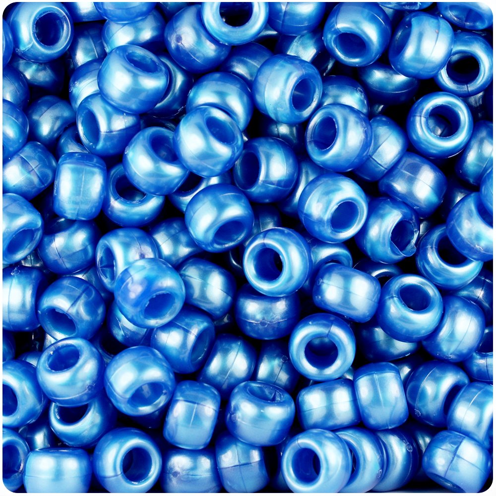 BeadTin Dark Blue Pearl 9mm Barrel Pony Beads (500pcs)