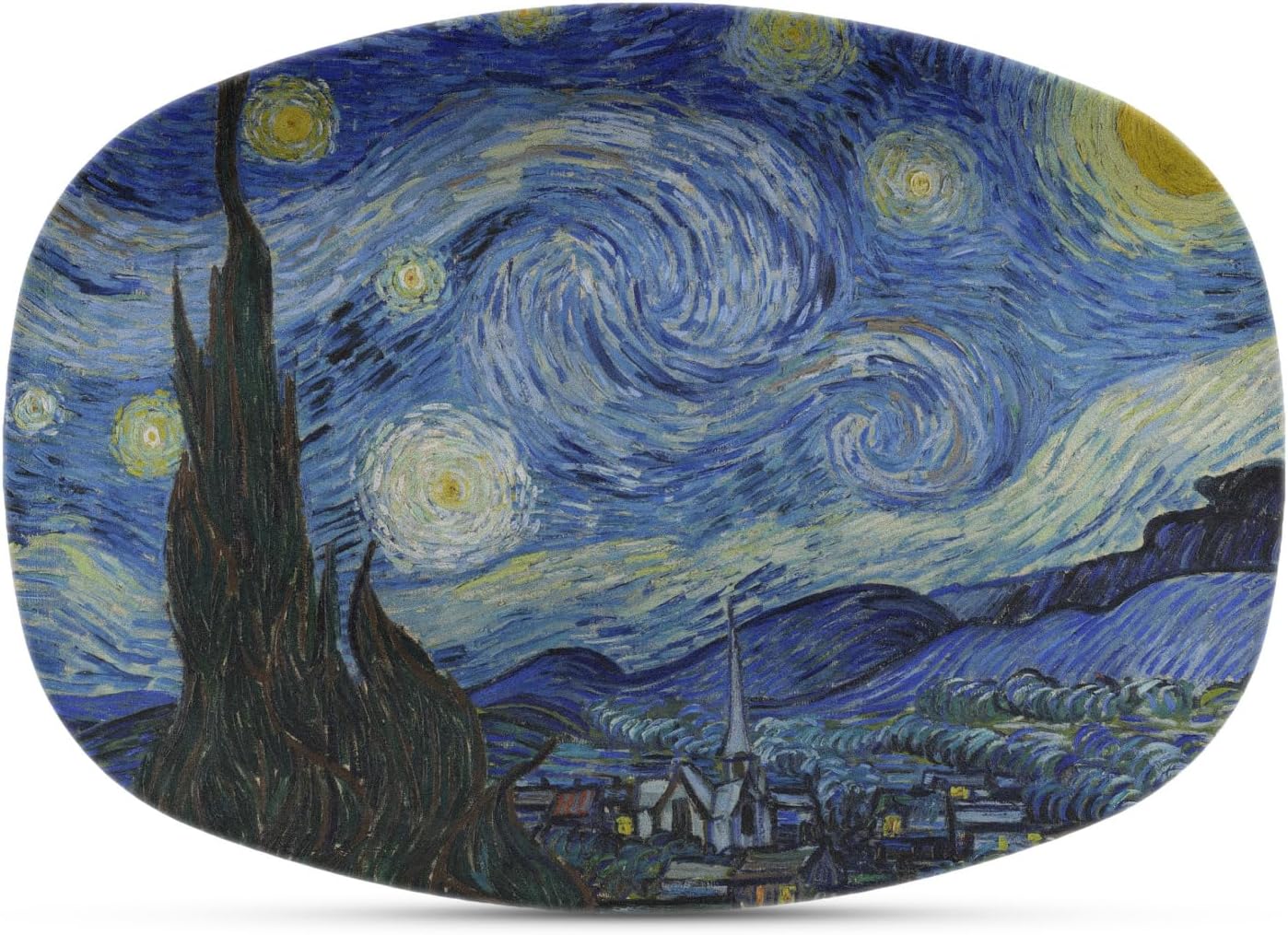 The Starry Night (1889) Plastic Platter - Microwave & Oven Safe Composite Polymer