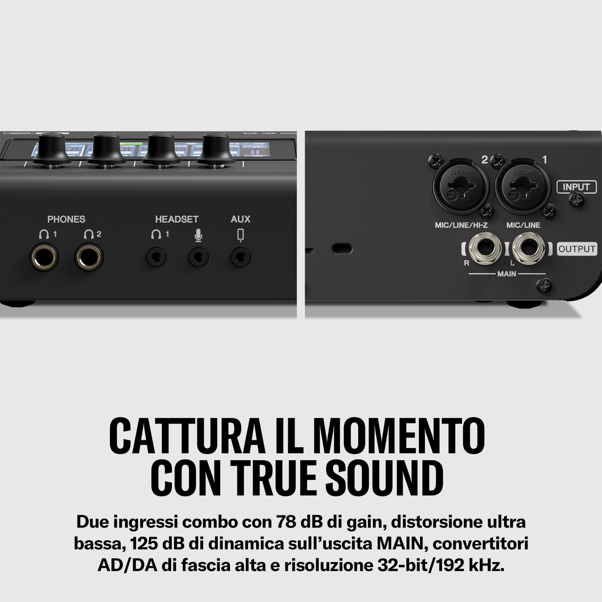 YAMAHA URX22 Interfaccia Audio USB-C – Compatta 4 ingressi/2 uscite, audio 32 bit/192 kHz, display LCD touch, DSP ed effetti integrati per creator e musicisti – Nero