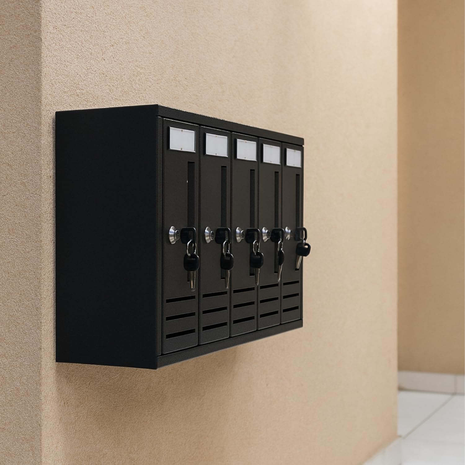 OWIJI Cassetta Postale Esterno Condominiale Made in Italy Antracite 5 Posti Scompartimenti 52 x 18 x 30 cm Feritoia Superiore Interno Verticale Casa Ufficio