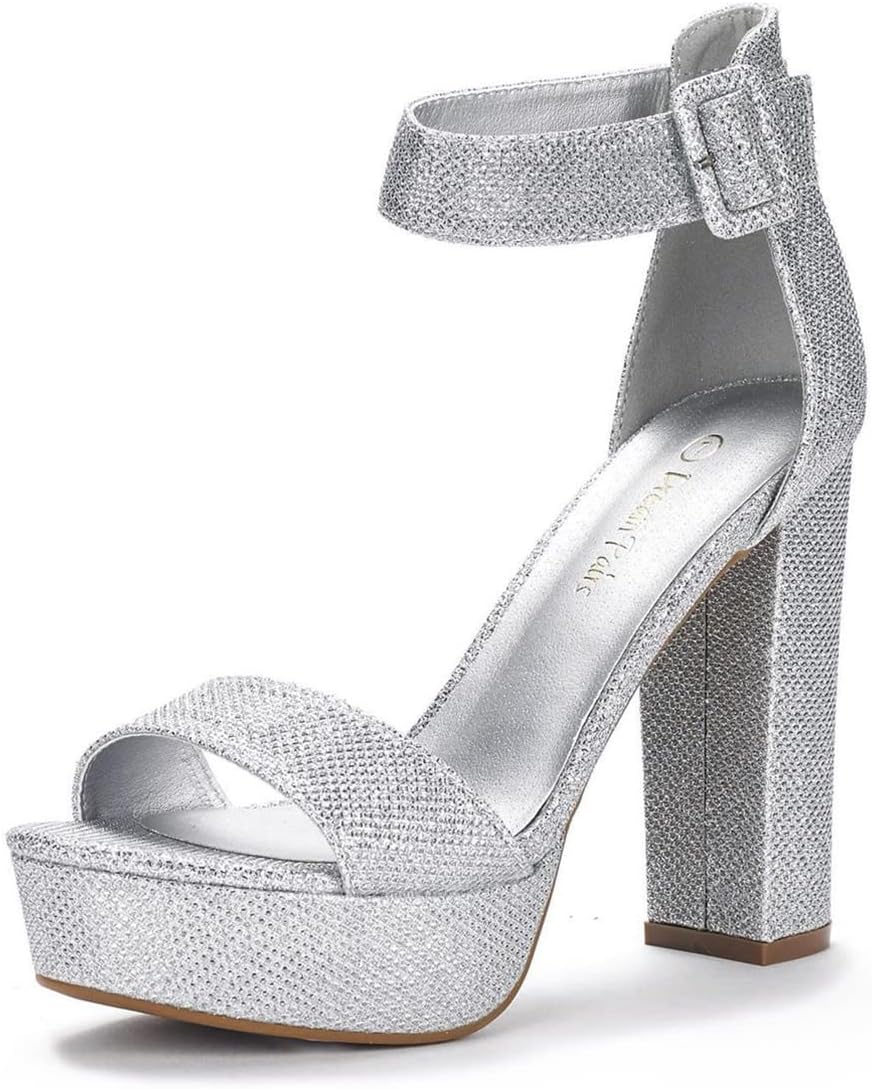 DREAM PAIRS Women's Platform Heel Sandals, Open Toe Ankle Strap Heel Fashion Wedding Party Dress Sandals Shoes
