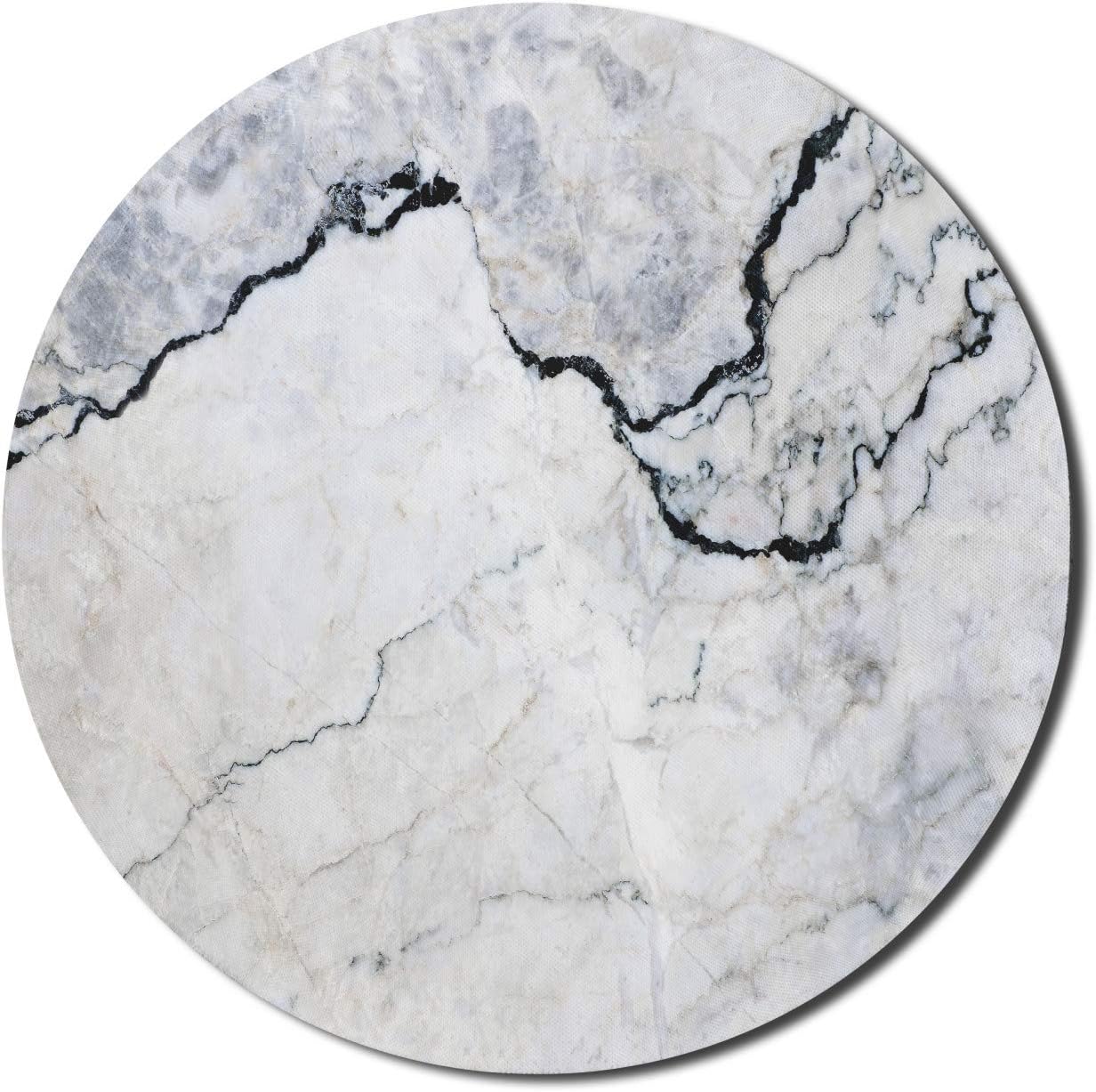 Lunarable Marble Mouse Pad for Computers, Marble Texture with Smooth Details Cracked Dimension Stone Smooth Design Work of Art Print, Round Non-Slip Thick Rubber Modern Gaming Mousepad, 8 Round, Grey