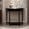 Solid Wood Half Moon Console Table,Semi Circle Table with Drawer – Entryway Accent table,Small Half Moon for Living Room,Hallway and Entrance Decor(Black,23.6x11.8x31.5)
