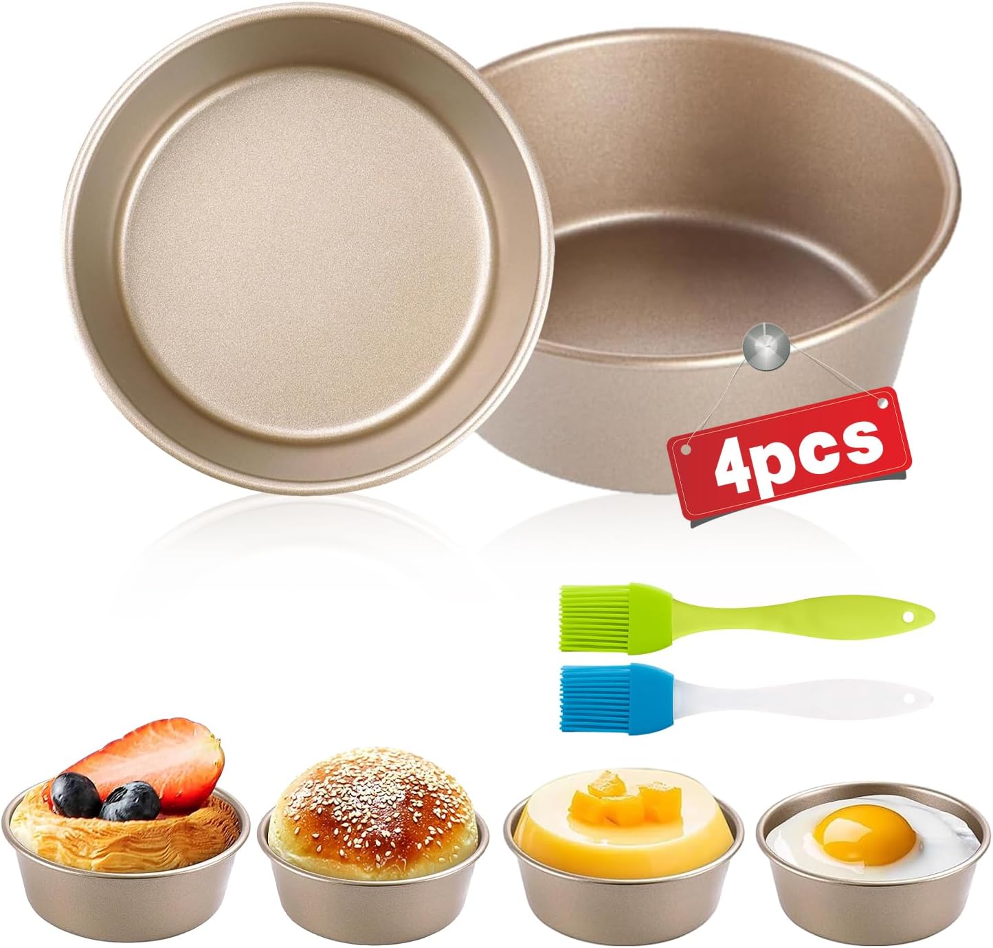 SWoob Pack of 4 Air Fryer Egg Moulds 4'' Mini Air Fryer Egg Mould Small