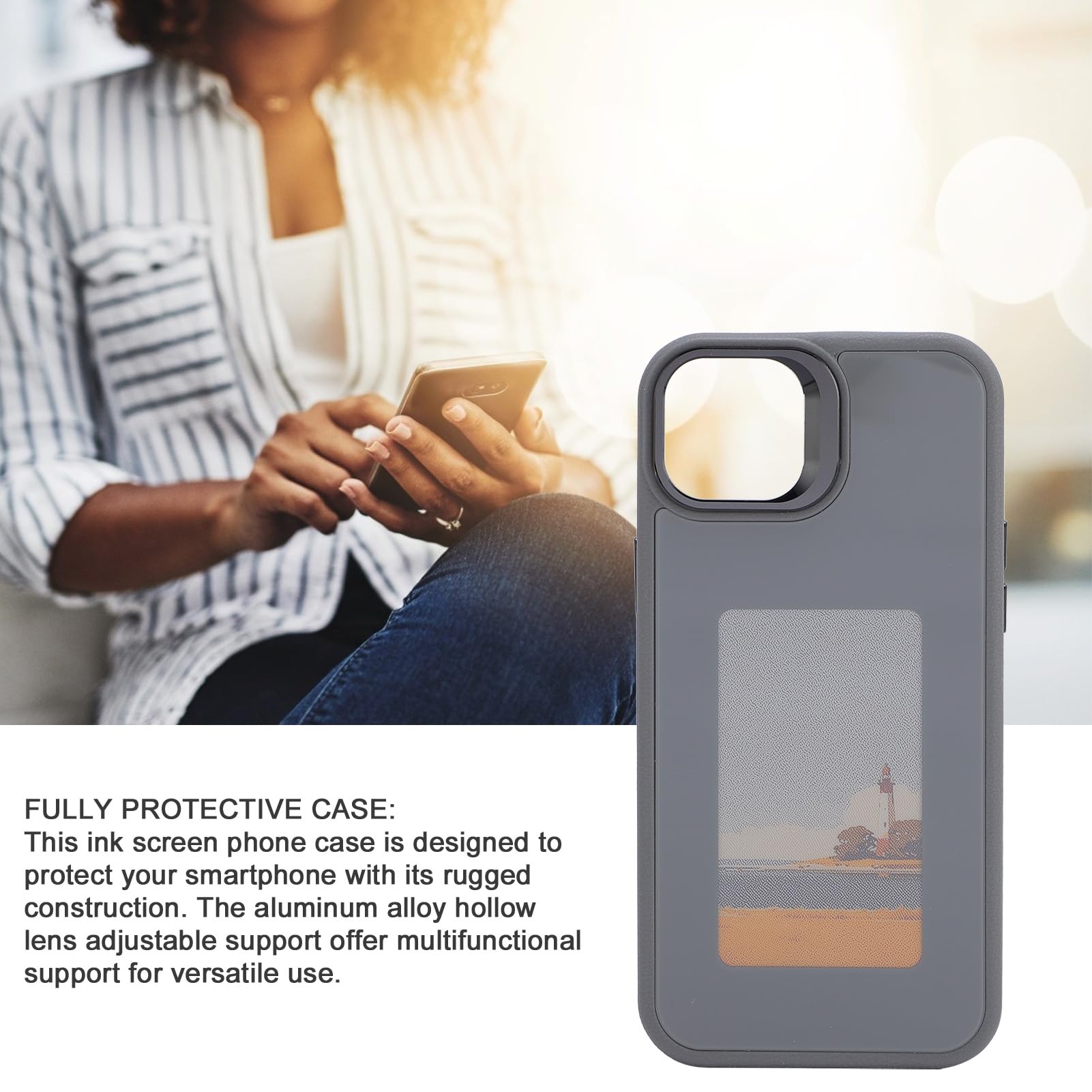 Custodia Protettiva in TPU Antigoccia con Supporto Regolabile Smart NFC per Schermo a Inchiostro per 14Plus, utilità Versatile per Utenti di Smartphone (GRAY)