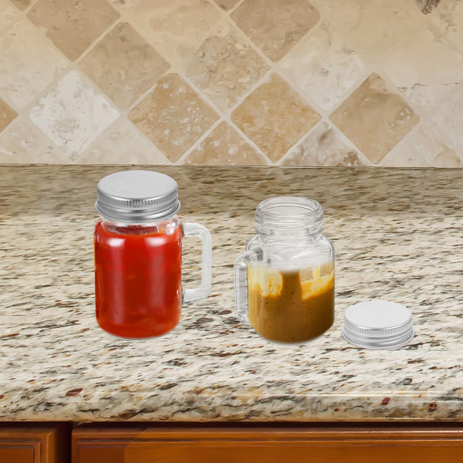 16 Pièces Petit Pot à Confiture en Verre 60ml