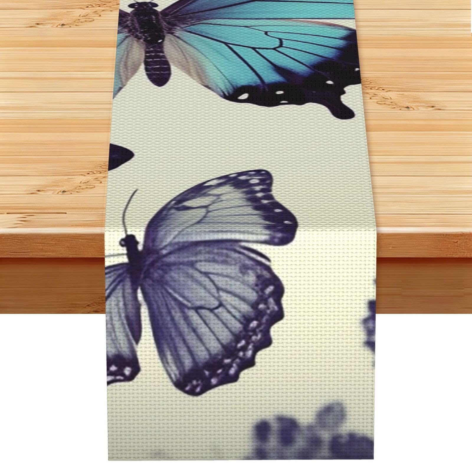 Butterfly Table Runner 13x72 Inch Cotton Linen Table Linen Washable Farmhouse Tablecloth Modern Abstract Art Kitchen Dinning Table Decoration for Home Party Decor