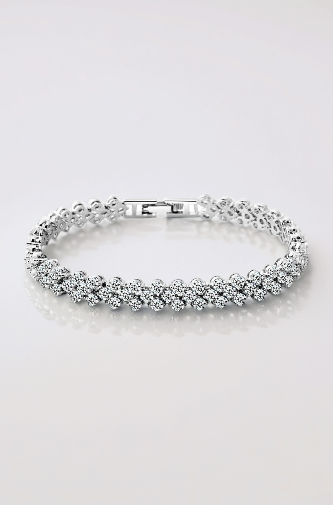 Platinum Plated Crystal Bangle Bracelet for Women and Girls (14677b)