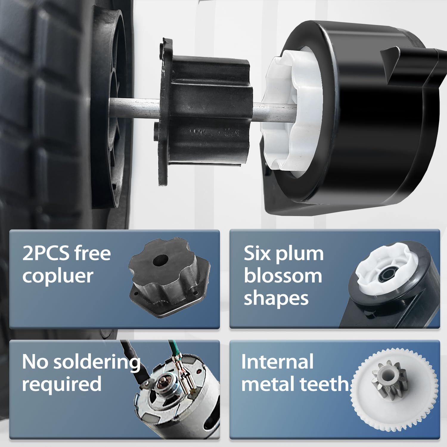 JRRXM ?2PCS High Speed 24V RS555 35000RPM Fast Steel Gears Motor Gearbox for Power Wheels Motor Upgrade,18V-24V Kids Ride on Toy Electric Car Conversion Kit for Tire Upgrade,Free Connector Coupler