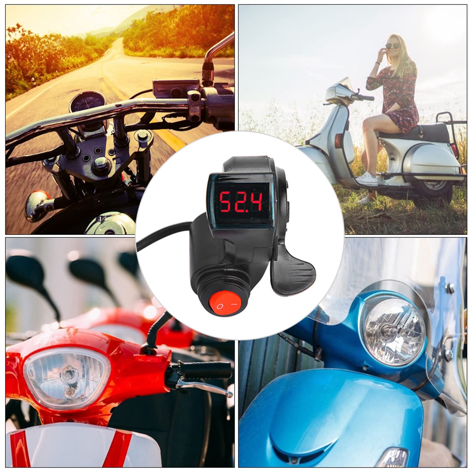 Throttle Thumb Accélérateur 48 V pour Vélo électrique, Affichage LCD, Interrupteur d'alimentation Numérique de Tension de Batterie pour Véhicule électrique – Affichage de la
