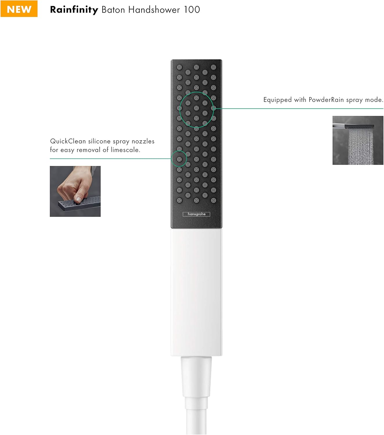 Flаѕh Dеаlѕ - 50% оƒƒ hansgrohe Rainfinity 2-inch Handheld Shower Head Modern 1-Spray PowderRain 26866701 Handshower, 2.5 GPM, Matte White