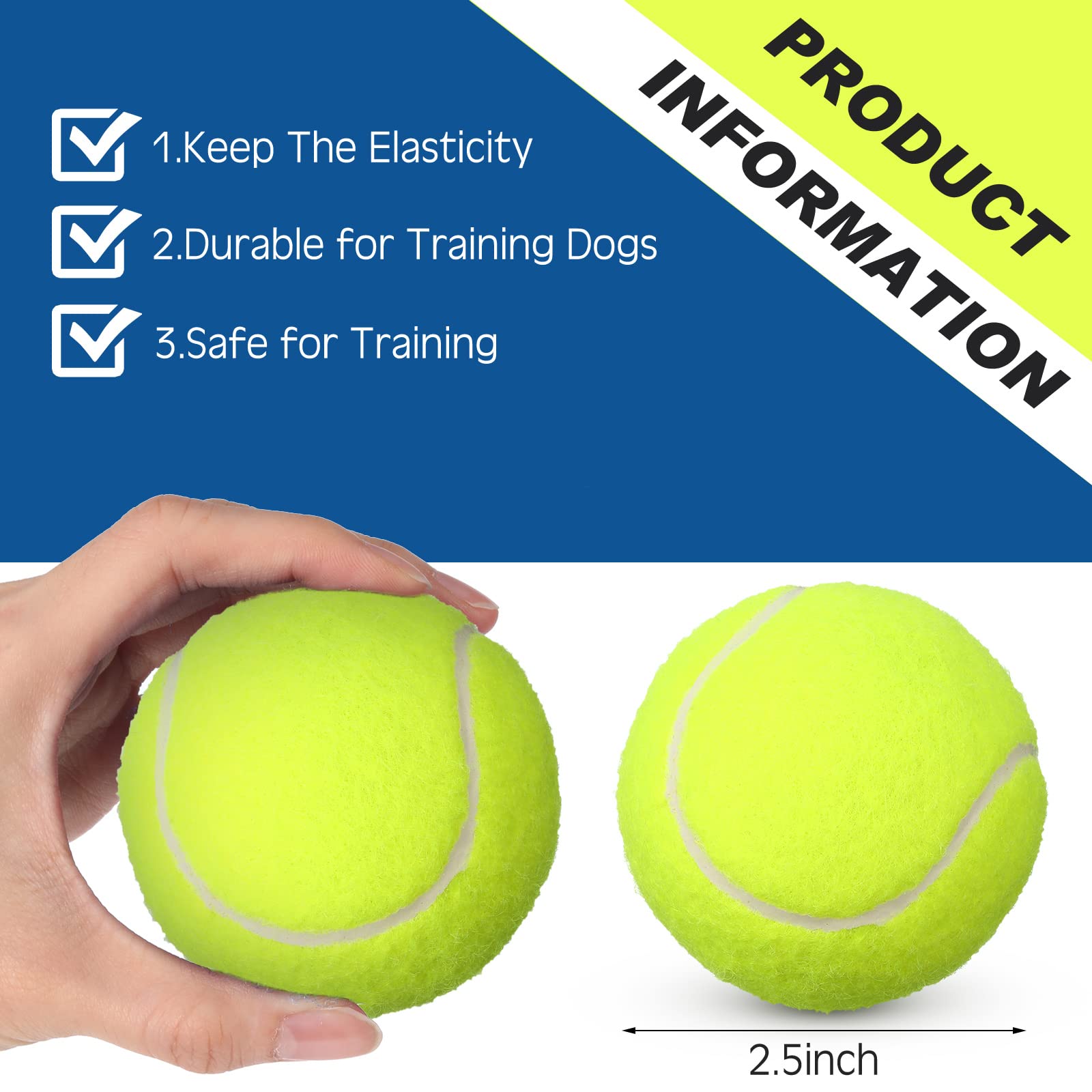 Vinsot 150 palline da tennis a pressione standard gialle palline da gioco da tennis per allenamento e tennis, palline da tennis sfuse per principianti giocatori di animali domestici, diametro 6,5 cm