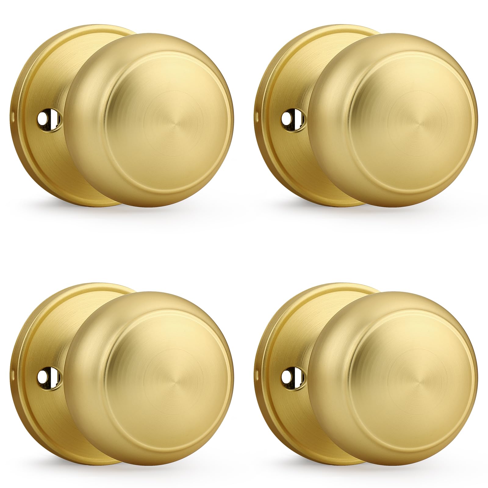 Gold Dummy Door Knobs - 4 Pack, Push Pull Handles -1 Gold Dummy Door Knobs - 4 Pack, Push Pull Handles -1