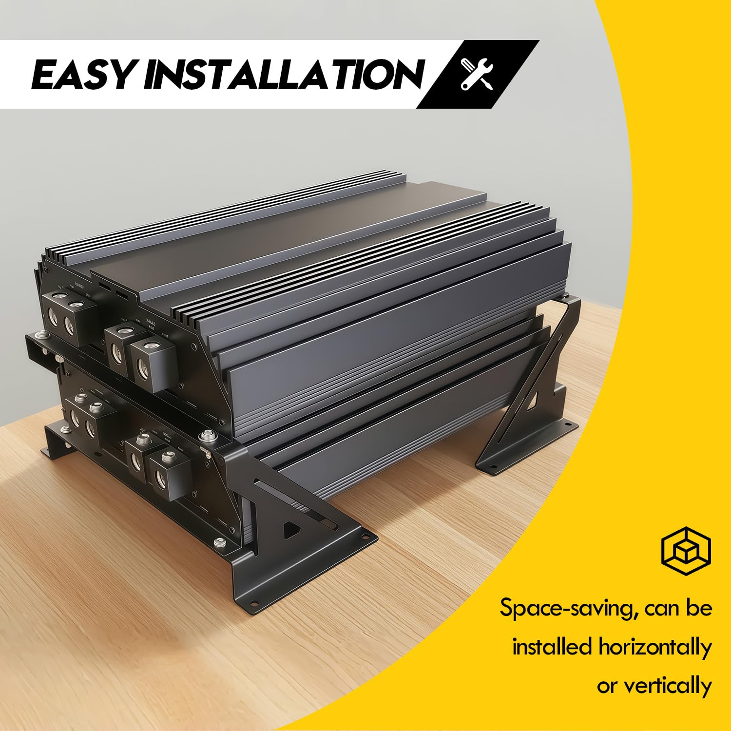 Universal 2 Amp Verstärker Rack Audio Rack Mount Verstärker für Droppin HZ Auto Audio Verstärker Ständer für Soundausrüstung Stahl Schwarz pulverbeschichtet 24 Watt Audio Equipment Rack