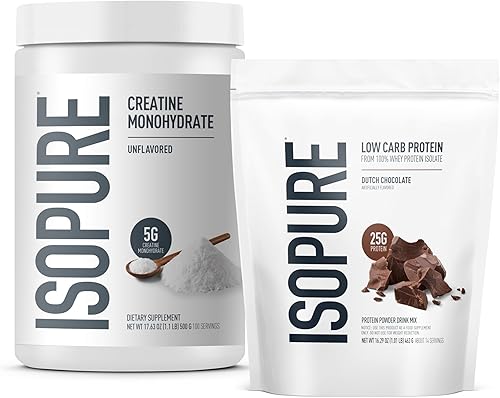 Miniatura 15 de Isopure Proteína en polvo baja en carbohidratos 100% puro aislado de proteína de suero, libre de lactosa, sin gluten, con vitaminas, chocolate