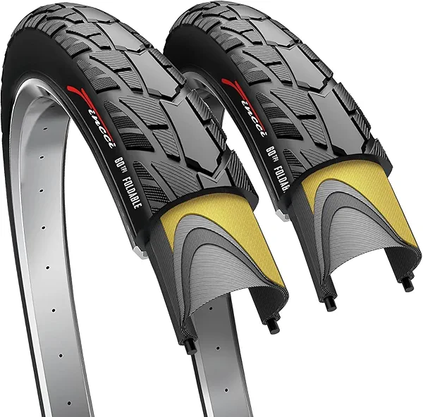 Fincci Pair 700x40c Bike Tires – Foldable 42-622 ETRTO with Nylon Antipuncture Protection, 60 TPI for Road, MTB, Hybrid, and Touring Bikes – Pack of 2