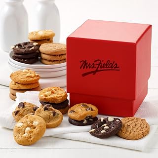 Crimson Mini Cookie Box - Assorted with 24 Nibblers Bite-Sized Cookies in 4 Signature Cookie Flavors