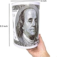 Vista 2 de Banco de Monedas $100 Dollar Bill Hucha 8.5 "de altura de ahorro de dinero moneda Benjamin Franklin Nota lata Tarro de billetes