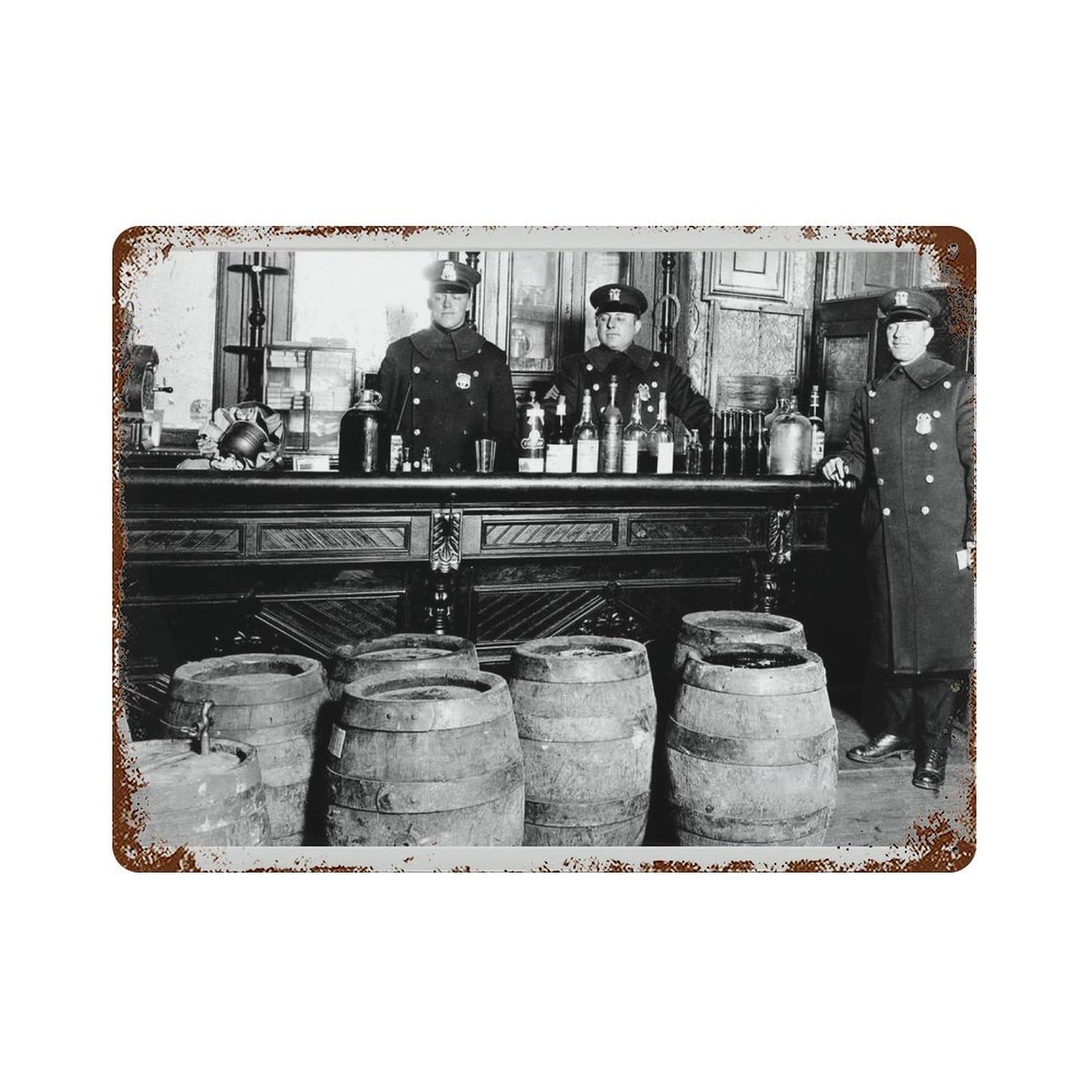 xiaoxiaoshen Prohibition Era Bar Photography Vintage Black And White Wall Decor Art Metal Tin Poster Modern Home Decor Art Home Bar Shop Decorations Vintage Sign 30x40cm