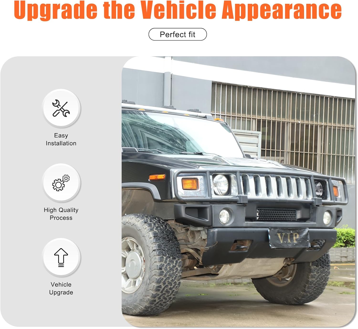 Front Bumper Corner Bezel Covers Molding Compatible with Hummer H2 SUV SUT 2003-2009 Accessories, Front Bumper End Cap Cover Trim Replacement Parts, ABS (Matt Black)