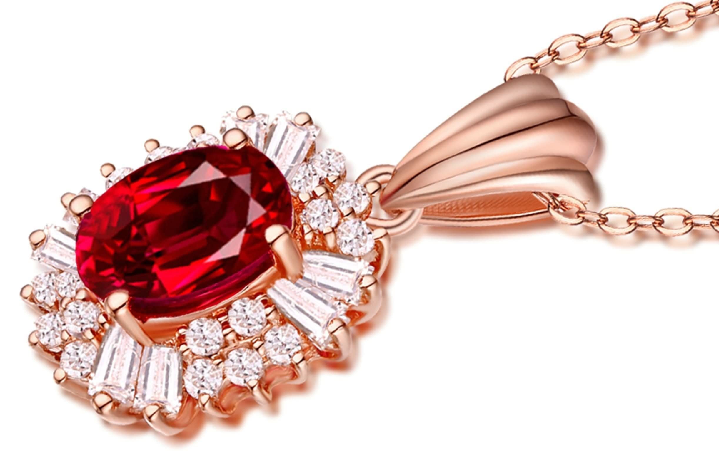 XANAYXWJ Damen-Halskette, Anhänger-Halskette aus 18 Karat Gold mit Edelstein, luxuriöse Dame
