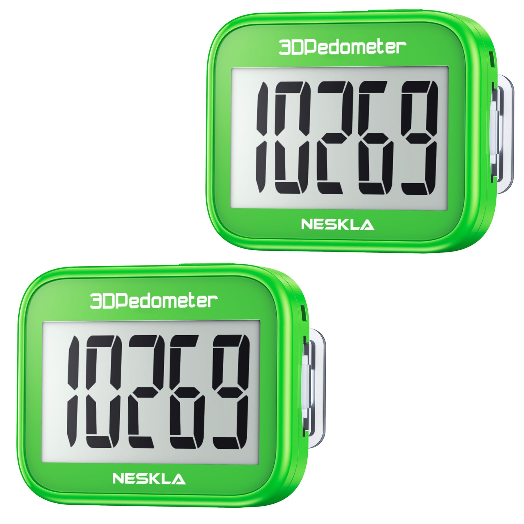 Step Counter with Large Digital Display, Step Tracker with Removable Clip Lanyard-Two Packs