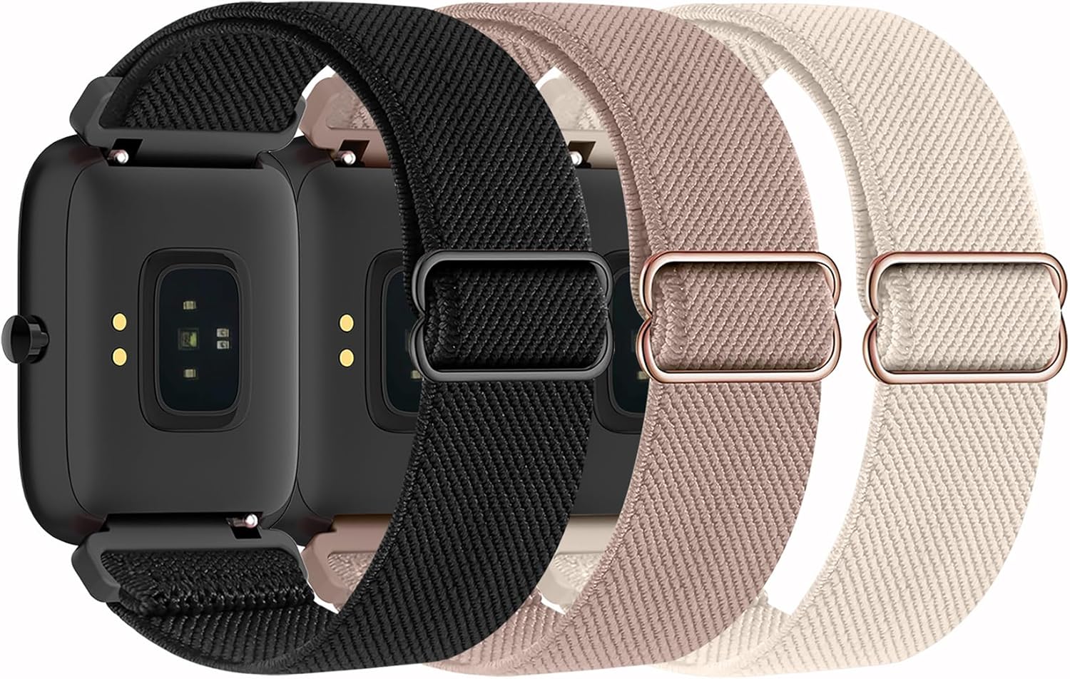 3 Pack Stretchy Nylon Band Compatible with Wyze Watch 47mm 44mm, 22mm Soft Elastic Strap Adjustable Sports Replacement Wristbands for Wyze Watch 44 47mm for Women Men