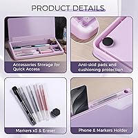 Vista 40 de TOWON Desktop Glass Whiteboard with Basic Calculator, 12 Digit LCD Display, Desk Organizers with Accessories for Office, Home, School Supplies