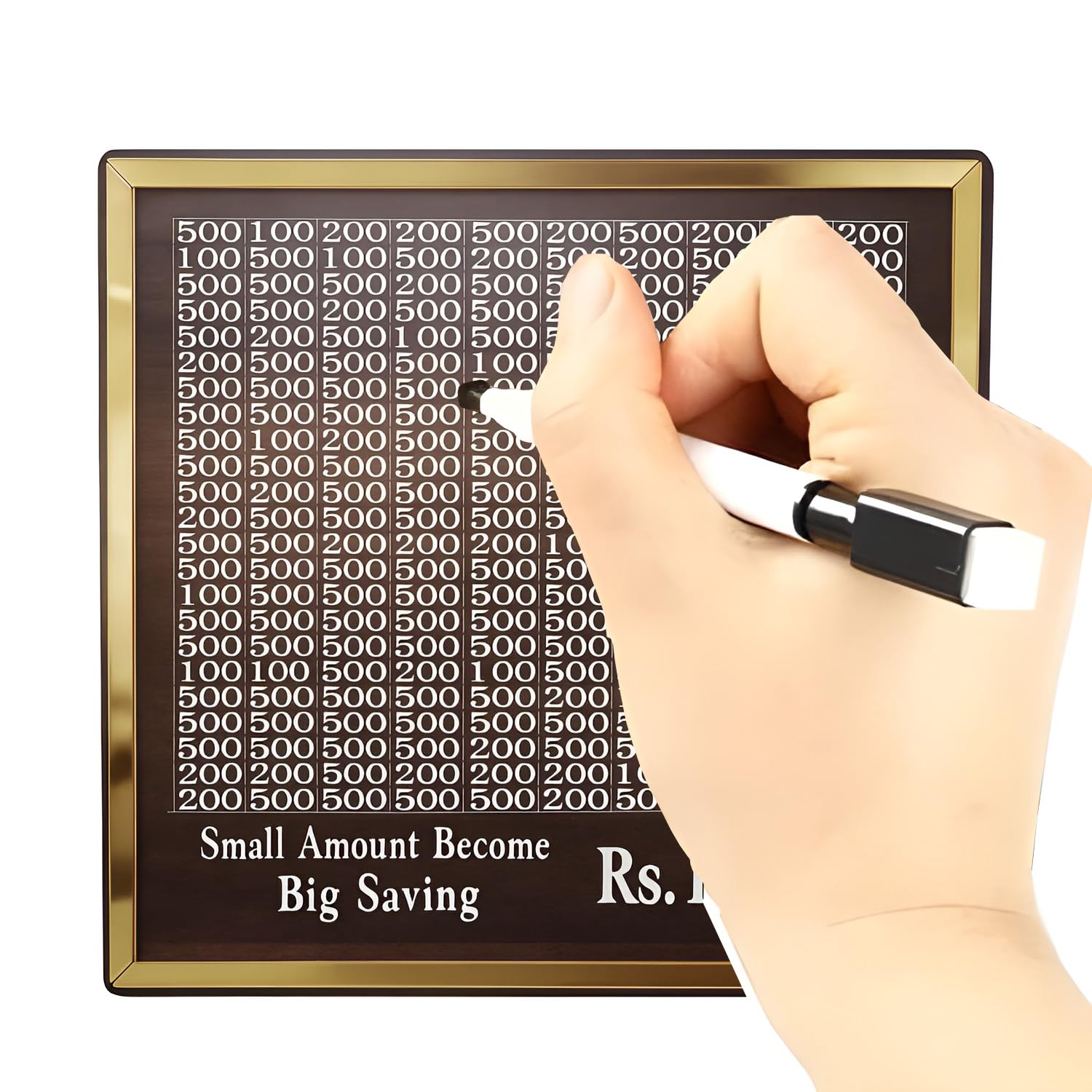 DALUCI Money Saving Box for Adults & Kids | 1 Lakh Savings Challenge Wooden Piggy Bank with Denomination Grid | Cash Saving Box, Budget Organizer & Unique Gift Item (Golden Line) - Image 8 thumbnail