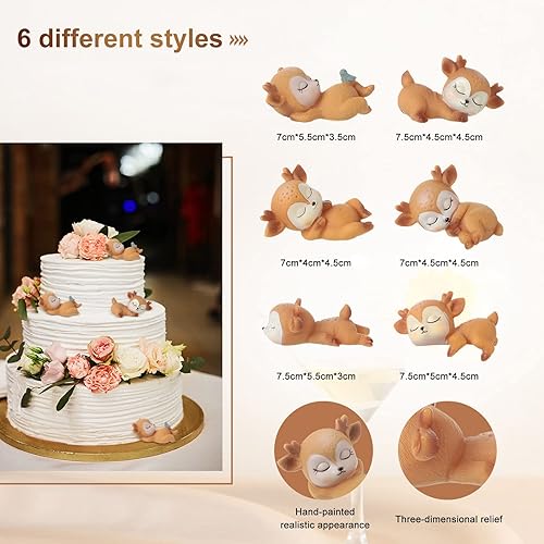 Miniatura 2 de Figuras de ciervo para pasteles, para baby shower, decoración de ciervos de animales del bosque, lindos ciervos de ciervo, decoración para