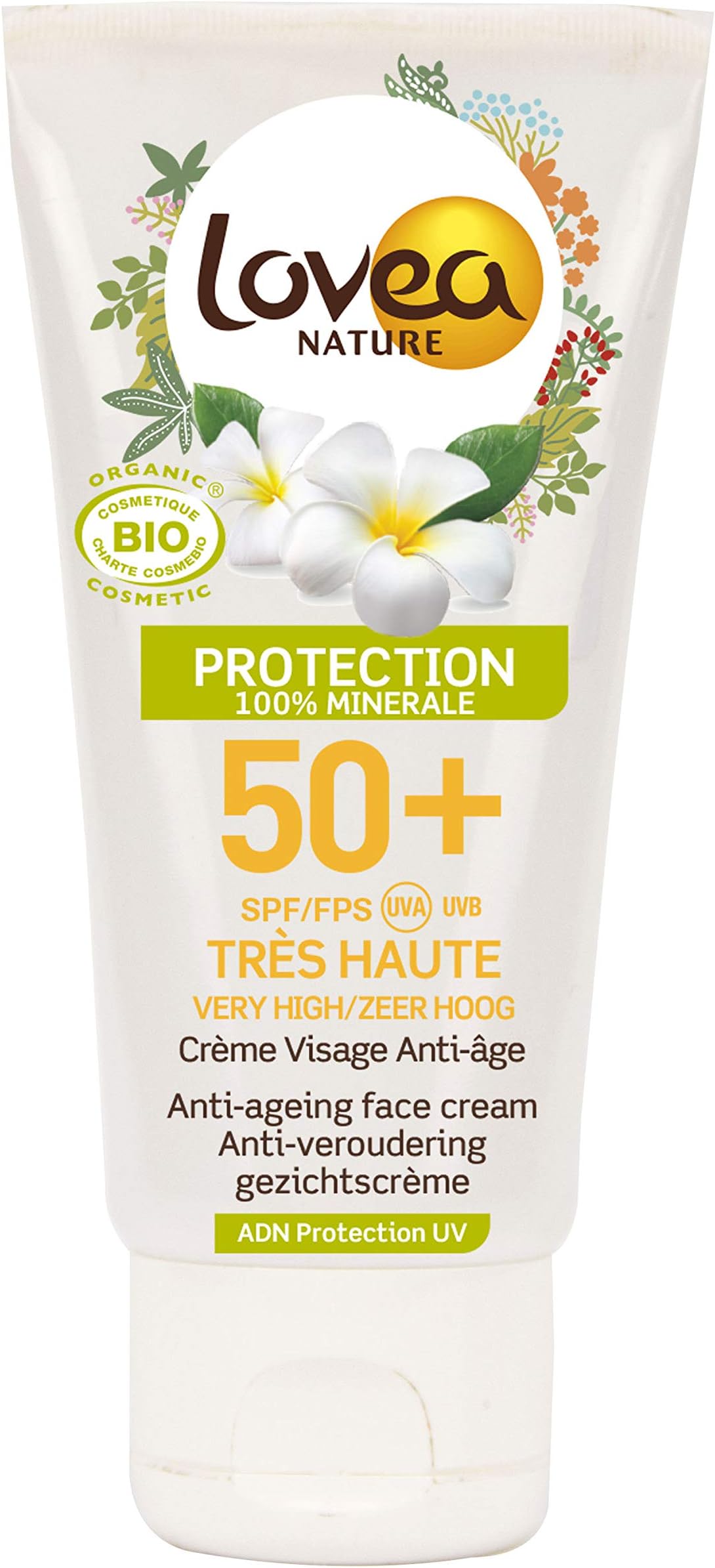 Laboratories Biocos Lovea Bio 50SPF Anti Age Face Sun Cream 50ml, Water Resistant, 100% Natural
