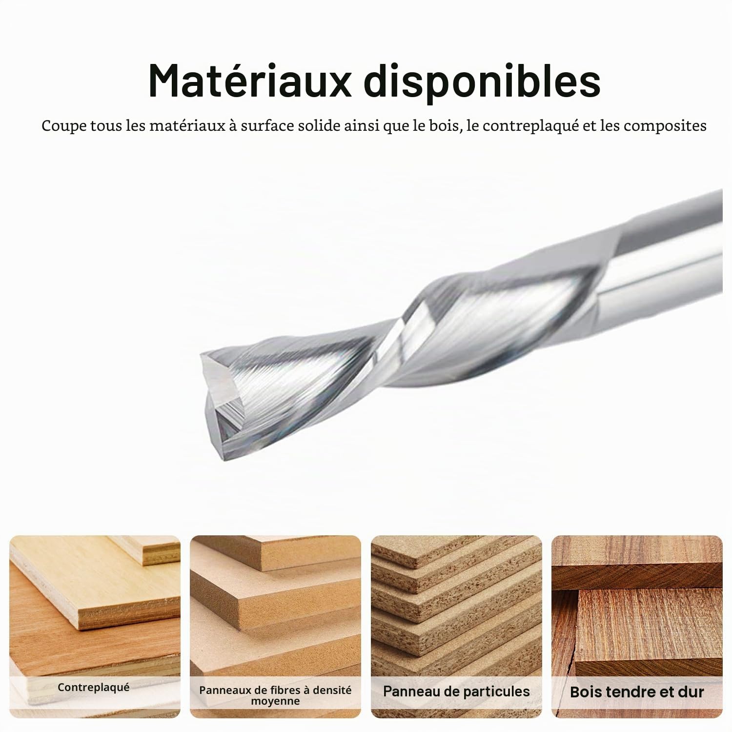 SpeTool Lot de 2 fraises à rainurer en spirale 8 mm Tige Downcut 32 mm Longueur de coupe Fraise à rainurer Fraise hélicoïdale 2 flûtes Routeur Bit Fraise pour défonceuse Bois CNC Fraise à queue VHM