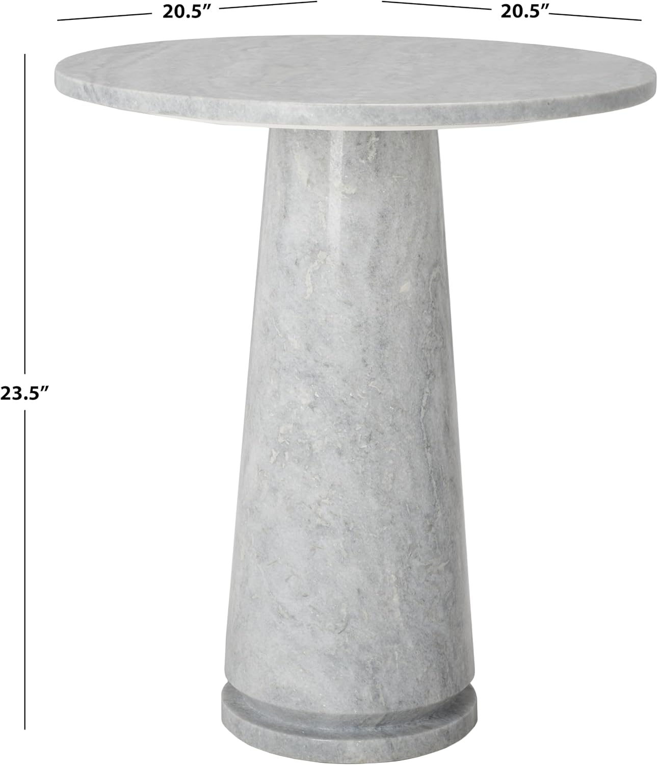 SAFAVIEH Furniture - Valentia Tall Marble Accent Table - Light Grey - Marble Top - Glam Stone Pedestal Design - Ideal for Living Room, Entryway, Dining Room, 20.5" W x 20.5" D x 23.5" H (SFV9703A)