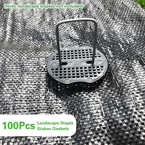 Miniatura 10 de Bakulyor 200 piezas de arandelas de plástico para grapas de jardín, juntas de estacas de grapas de paisaje, juntas de pasadores de patio para tela