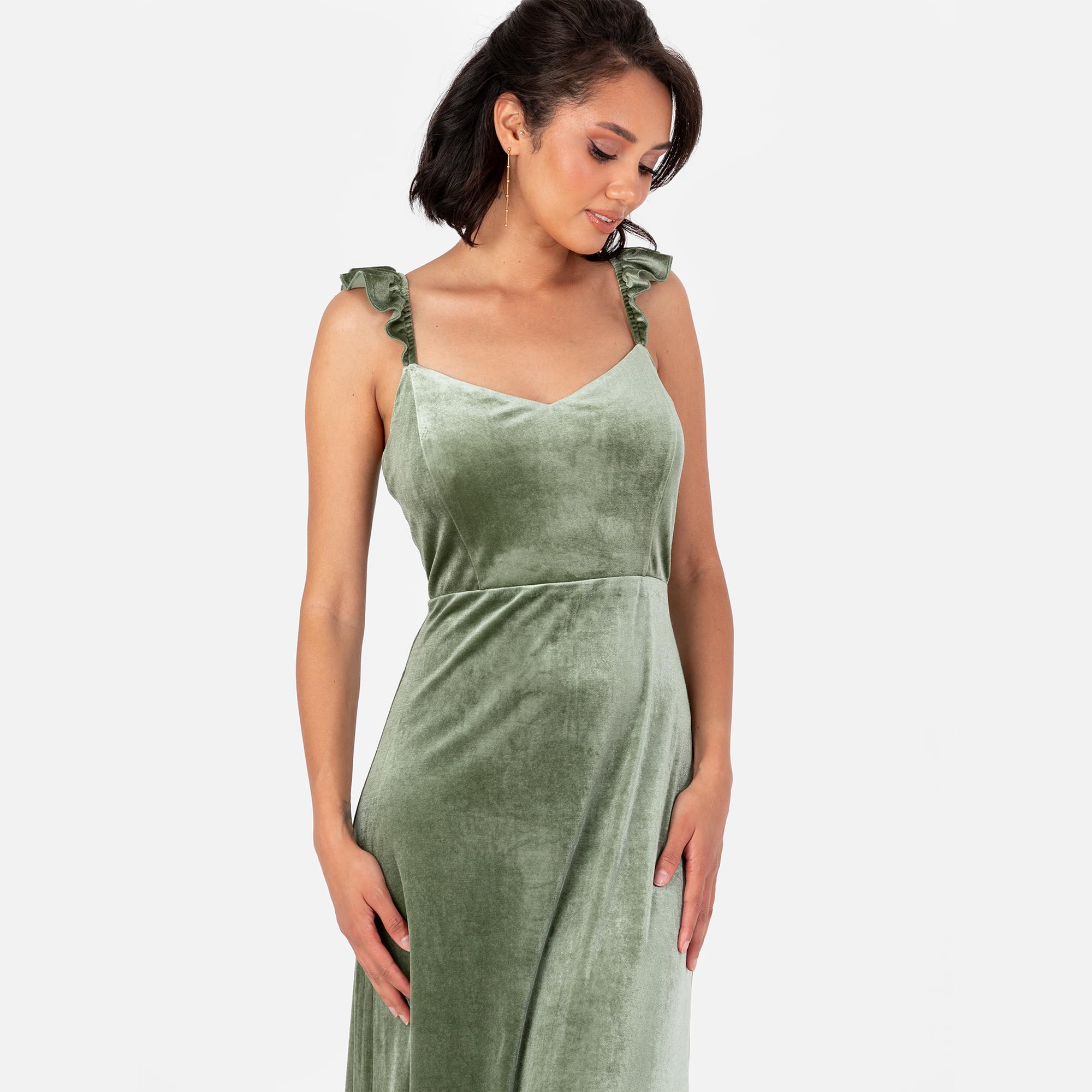 Women's Long Velvet Maxi Dress Ladies A-Line Flowy Wedding Guest Bridesmaid Evening Occasion Prom Formal Party Ball Gown