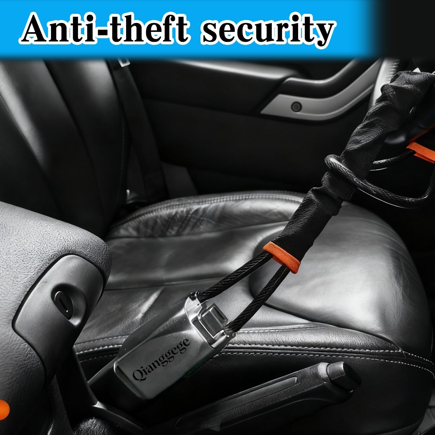 Car Steering Wheel Lock Anti-Theft Seat Belt Lock with Reinforced Steel Cable Universal for Cars SUV Trucks