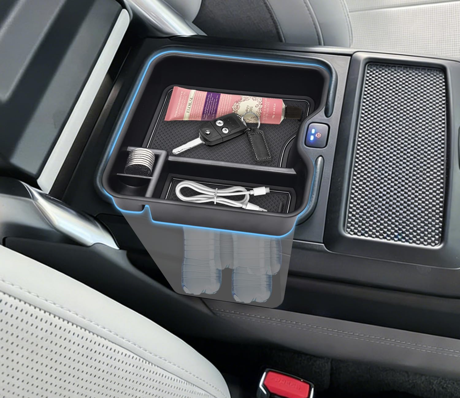 Center Console Organizer for Range Rover & Range Rover Sport 2023-2025 2026 Armrest Insert Tray Storage Box Interior Accessories with Refrigerator (NOT Fit for Models Without Refrigerator)