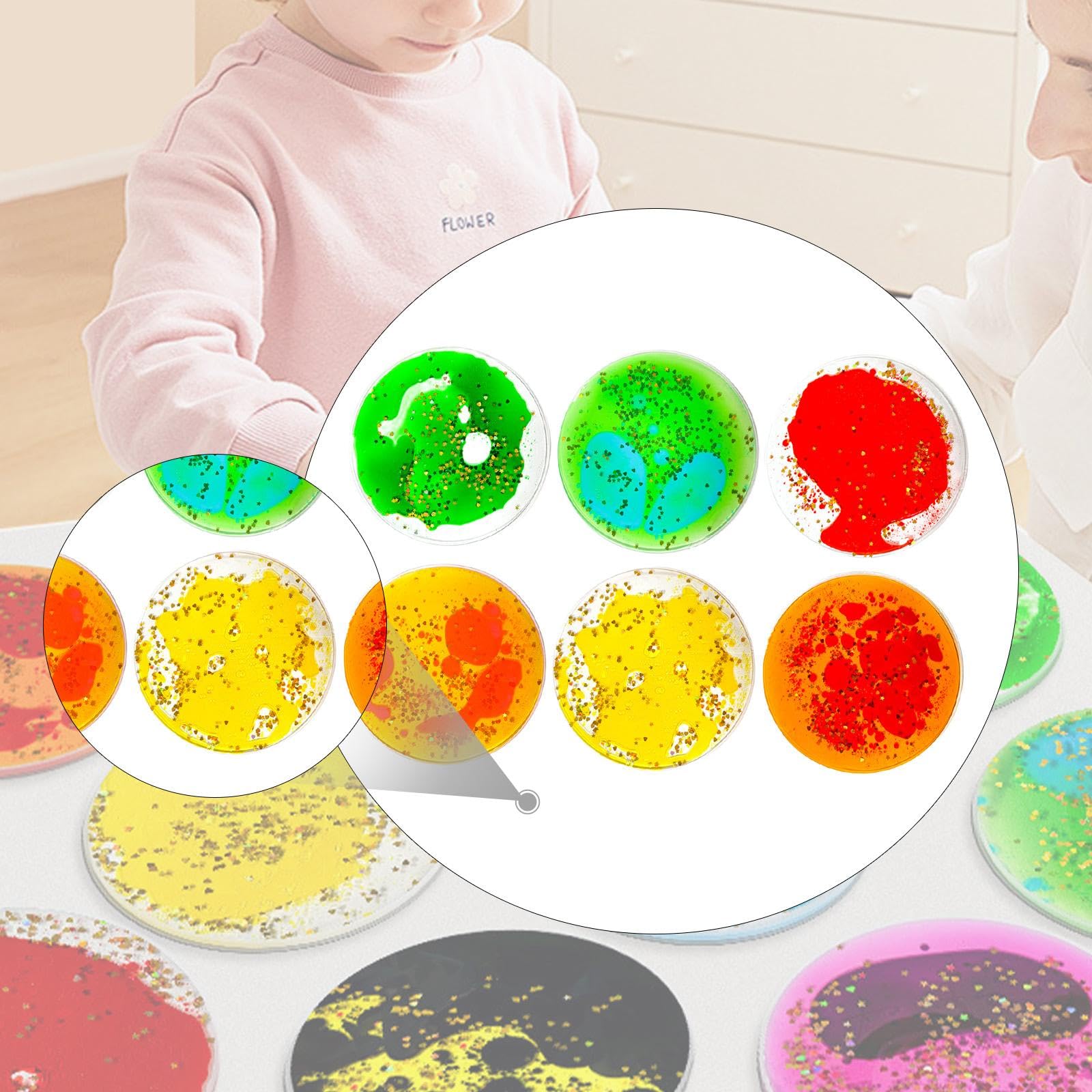 6 Pezzi Giocattolo Sensoriale in Gel Morbido Liquido, Giocattolo di Movimento Liquido, Regalo Giocattolo, Giocattolo Sensoriale per Bambini, Cerchio