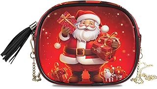 Crossbody Shoulder Bag Tassel Purse Christmas Santa Clause PU leather Small Handbag Fashion Evening Clutch with Chain