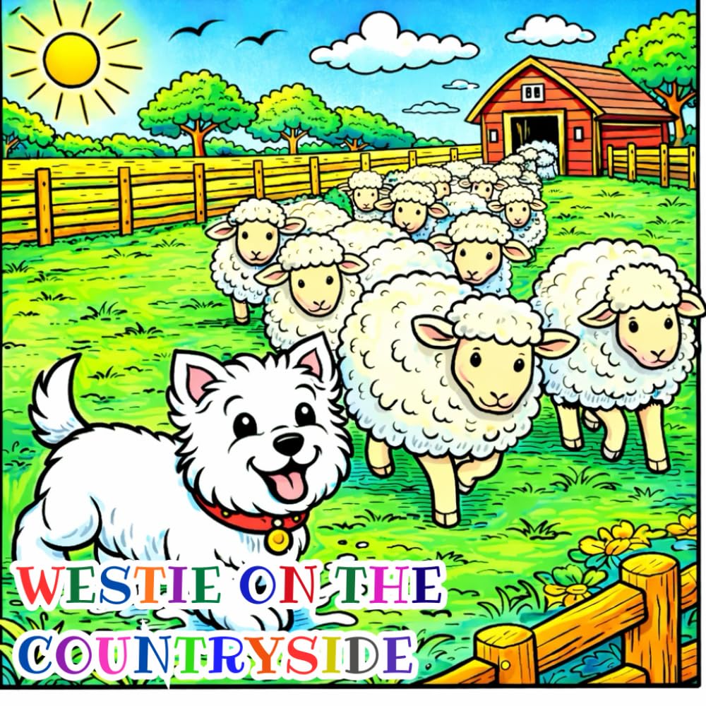 westie on the countryside: A Cute Dog Coloring Book for Kids Ages 3–10 with Fun Farm Scenes, Animals, and Outdoor Adventures