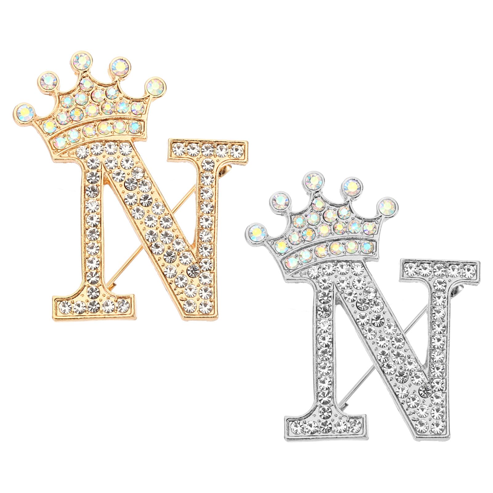 PATIKIL Letter Brooch Pins, Crown Initial Rhinestone Alphabet Letter Lapel Badges Pin for Women Suits Dress