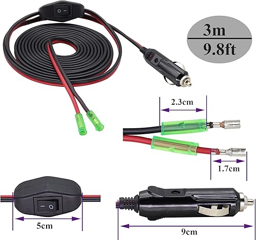 Miniatura 10 de AAOTOKK Encendedor de cigarrillos de repuesto fusionado de 12 voltios, enchufe macho con cables de 16 AWG, encendedor de cigarrillos, enchufe macho