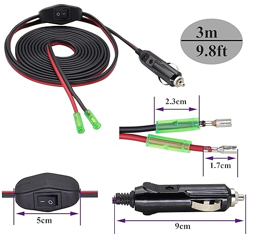 Miniatura 10 de AAOTOKK Paquete de 2 cables de terminal de anillo O de 16 AWG a encendedor de cigarrillos macho, conector de terminal de anillo tórico, cable de