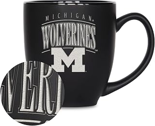 Rico Industries NCAA Tribute 15oz Laser Engraved Matte Black Ceramic Bistro Mug - For Hot or Cold Drinks