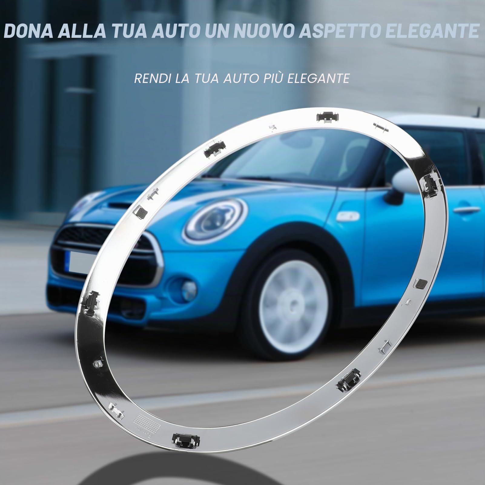 2pacs Anello decorativo per faro compatibile con Mini Cooper F55 F56 F57 2014-2021 51137300631 51137300632 51712355791 51712355798 Argento