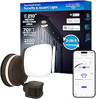 Vista 1 de Enbrighten 58243-S1 Luz de seguridad LED Wi-Fi con sensor de movimiento de 2 cabezales para exteriores, bronce